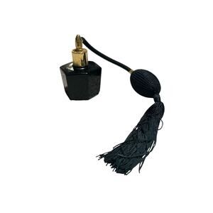 Vintage Black Glass Geometric Perfume Bottle W Bulb